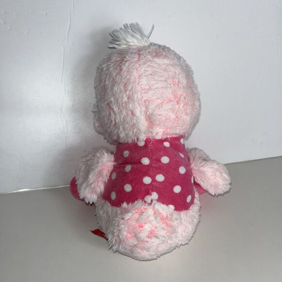 Gitzy Pink Duck Plush Stuffed Animal Baby Toy White Polka Dots Rattle Duckie 13” - Picture 3 of 8